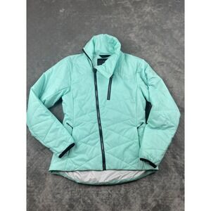Basin Range Quilted Jacket Mint Green Mock Neck Zip Front Women's S- READ FLAWS